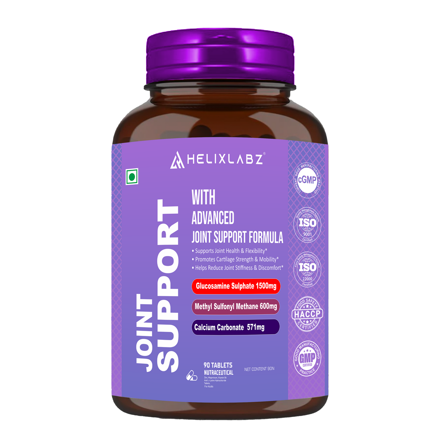 HelixLabz Joint Support Tablets – Advanced Joint Health Formula with Glucosamine, MSM & Calcium (90 Tablets)