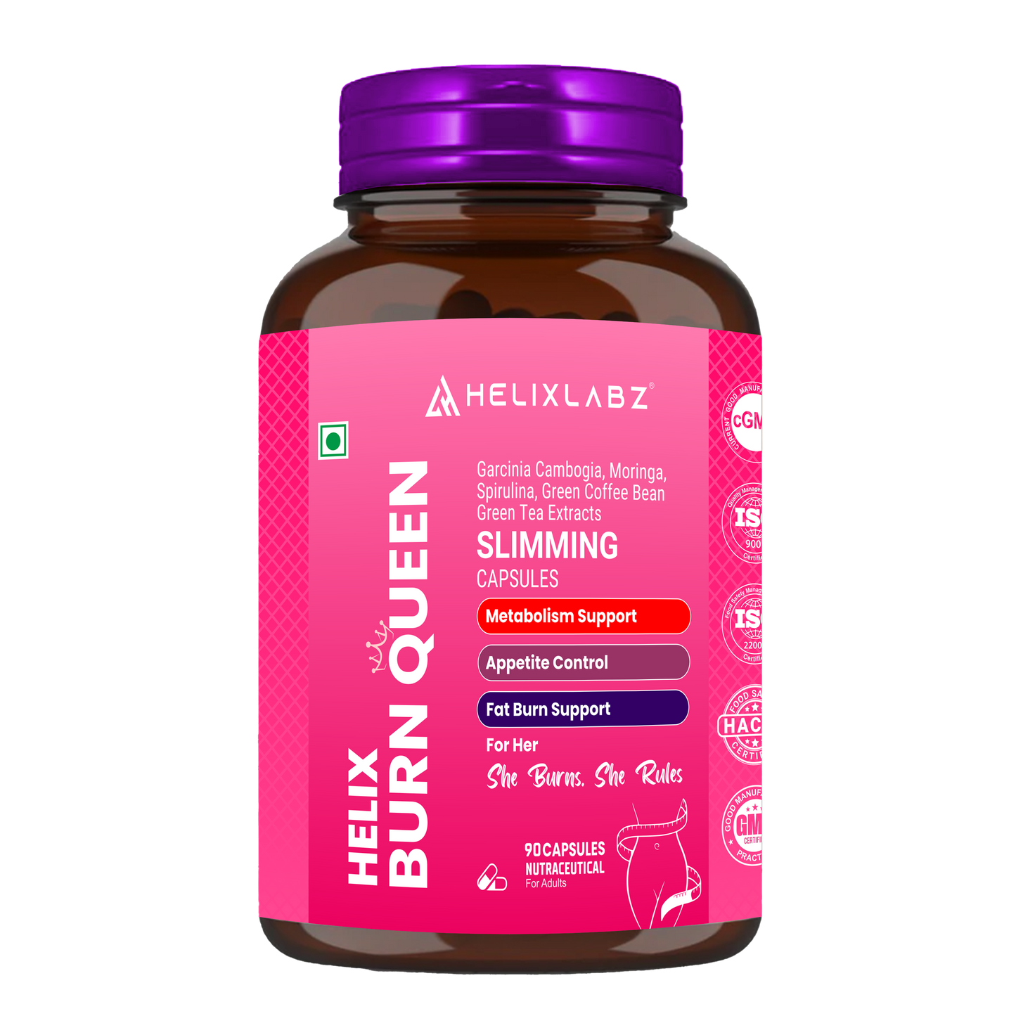 Burn Queen Slimming Capsules for Women (90 Veg Capsules)