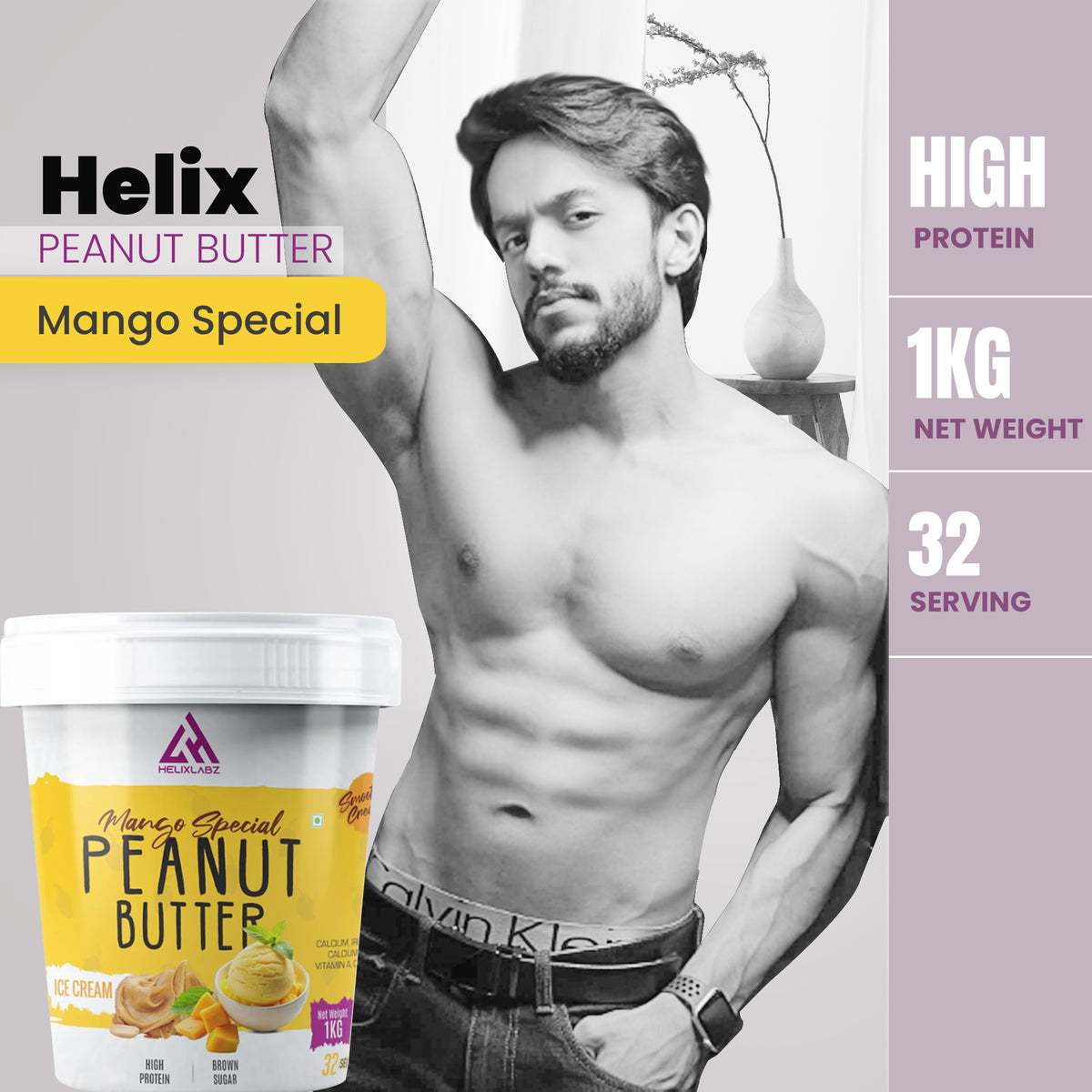 Helix Mango Peanut Butter 1Kg – High Protein Natural Spread