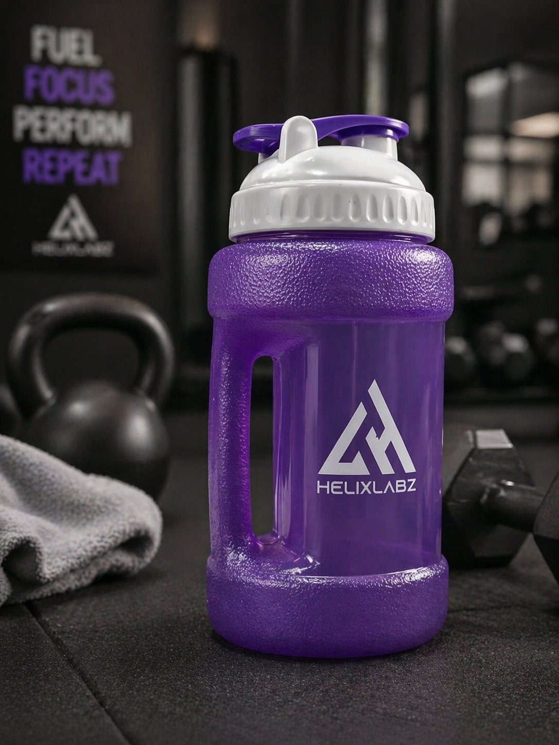 HelixLabz Gallon Gym Bottle 1.8 litre for Gym workout, gallon for adults, Leakproof BPA Free