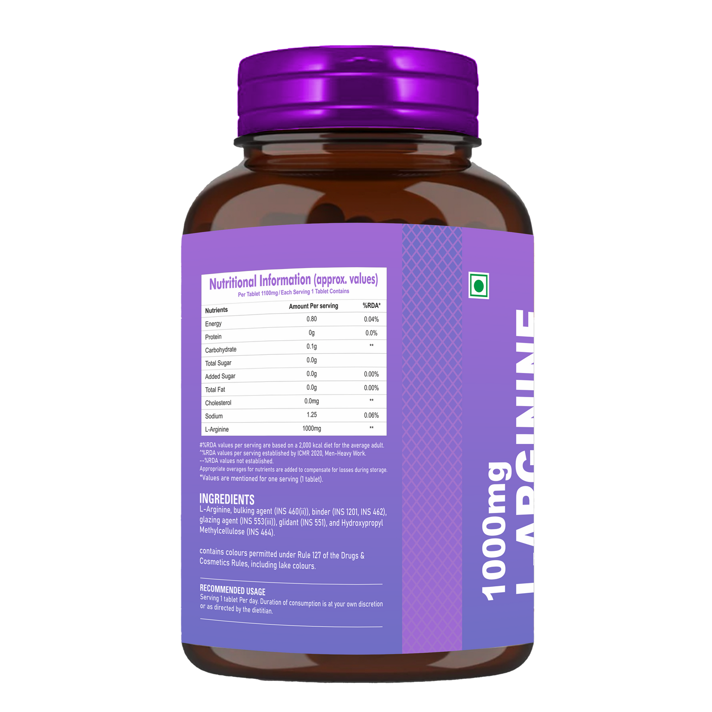 HelixLabz 1000mg L-Arginine: Advanced Nitric Oxide Booster (60 Tablets)