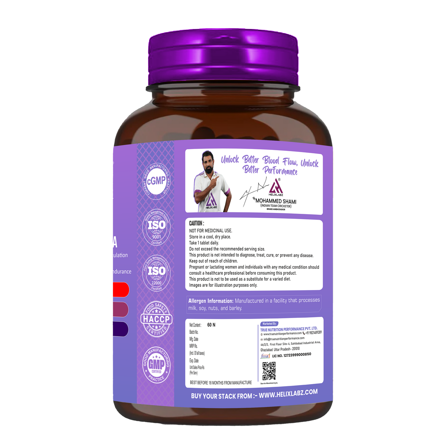 HelixLabz 1000mg L-Arginine: Advanced Nitric Oxide Booster (60 Tablets)