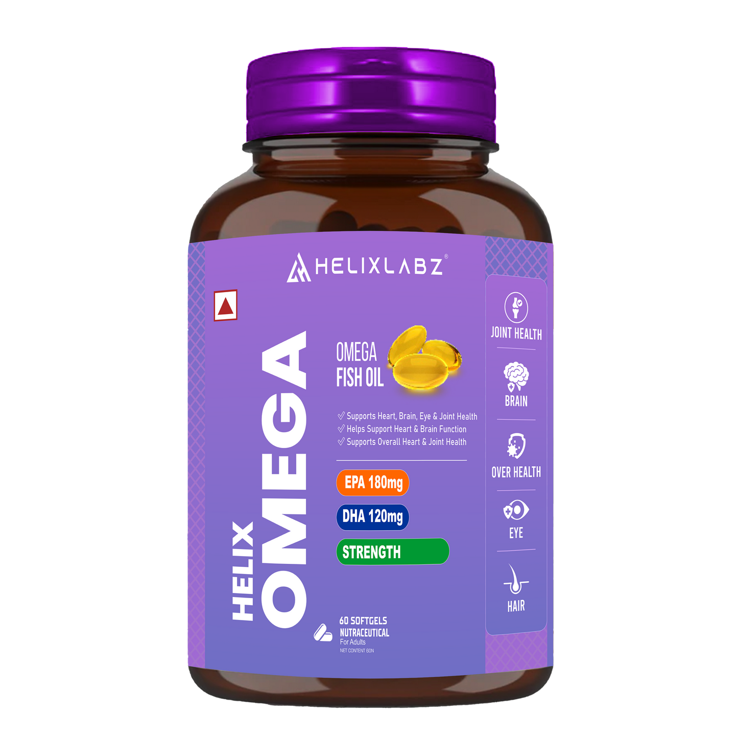 HelixLabz Omega - 1000mg Omega-3 Fish Oil | High-Performance Supplement for Athletes (60 Softgels)