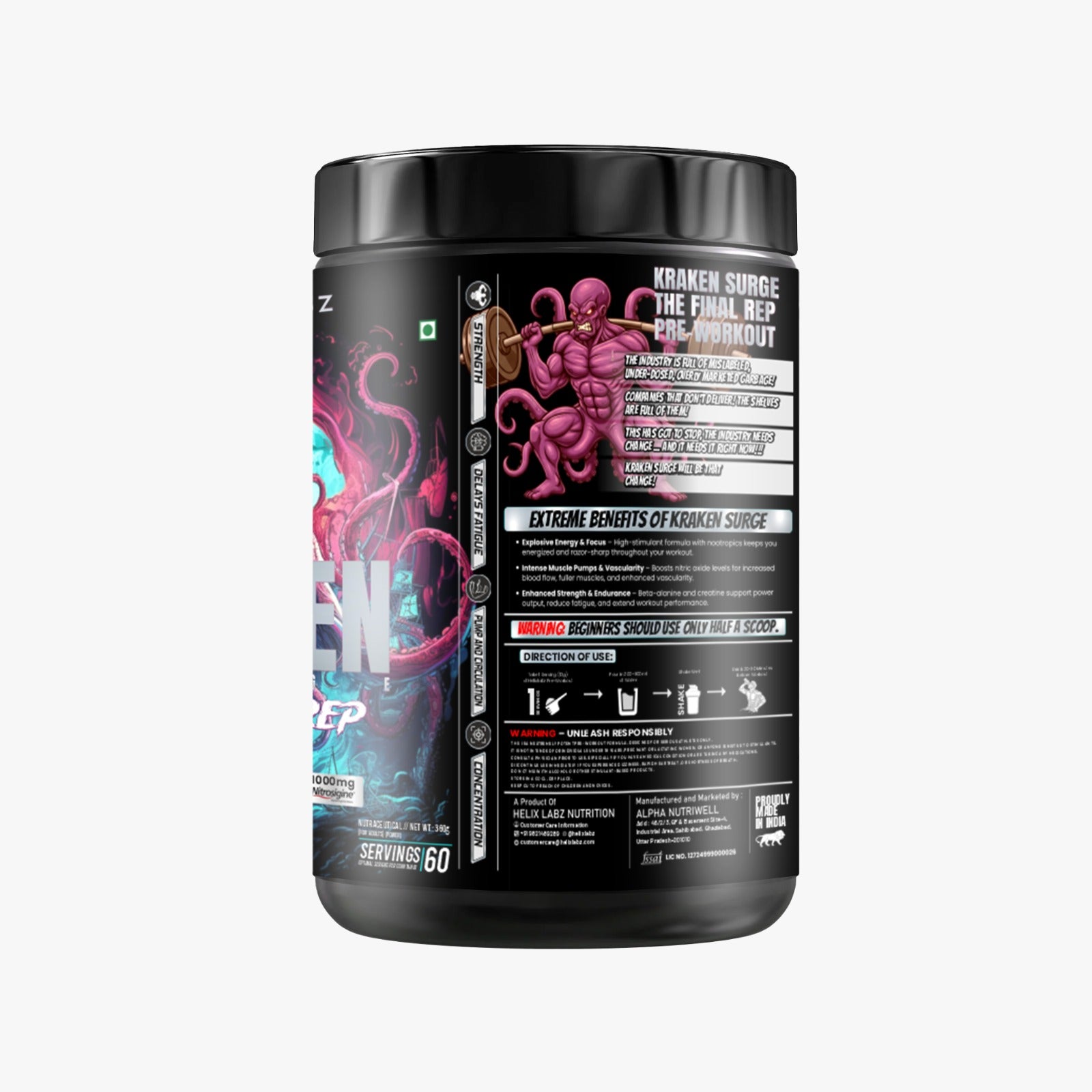 Helix Labz Kraken Pre Workout Powder ( Powered by US Patent Nitrosigine )