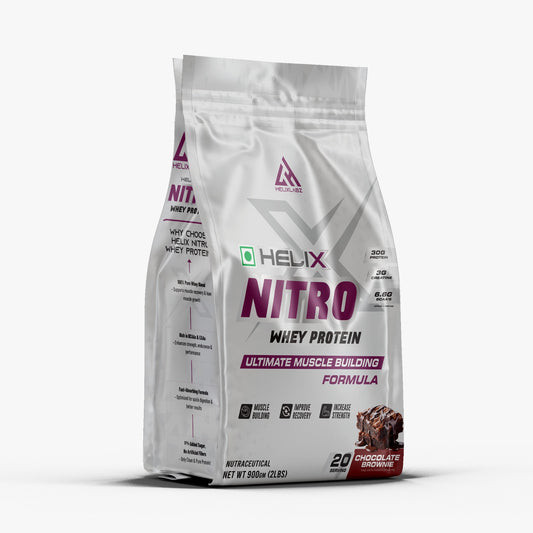 Helix NITRO Whey Protein | Ultimate Muscle Building Formula - 900gm (2Lbs)