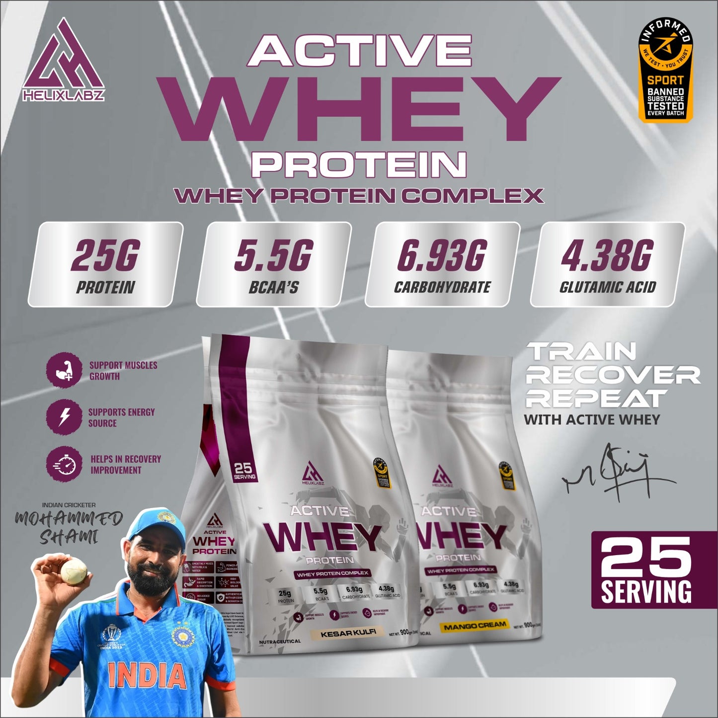 Active Whey Protein | Informed Sport Certified - 900Gm (2Lbs), 25 Servings