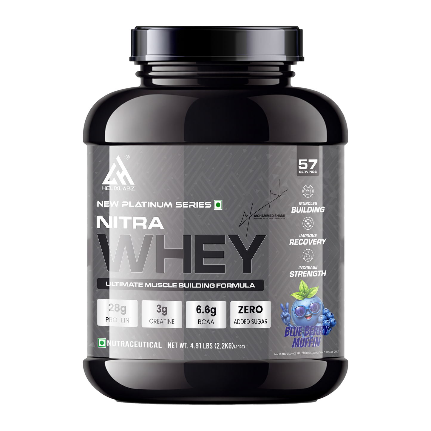 HelixLabz Nitra Whey Protein | Ultimate Muscle Building Formula - 2.2kg(4.91Lbs)