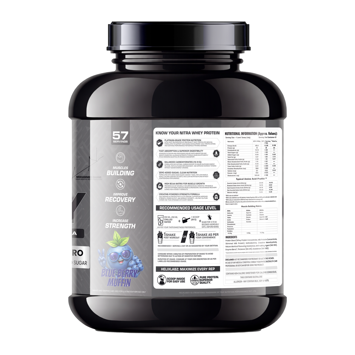 HelixLabz Nitra Whey Protein | Ultimate Muscle Building Formula - 2.2kg(4.91Lbs)
