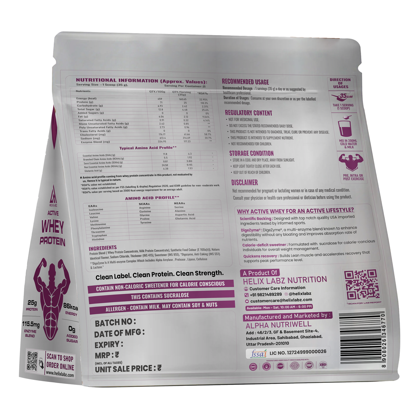 Active Whey Protein | Informed Sport Certified - 900Gm (2Lbs), 25 Servings
