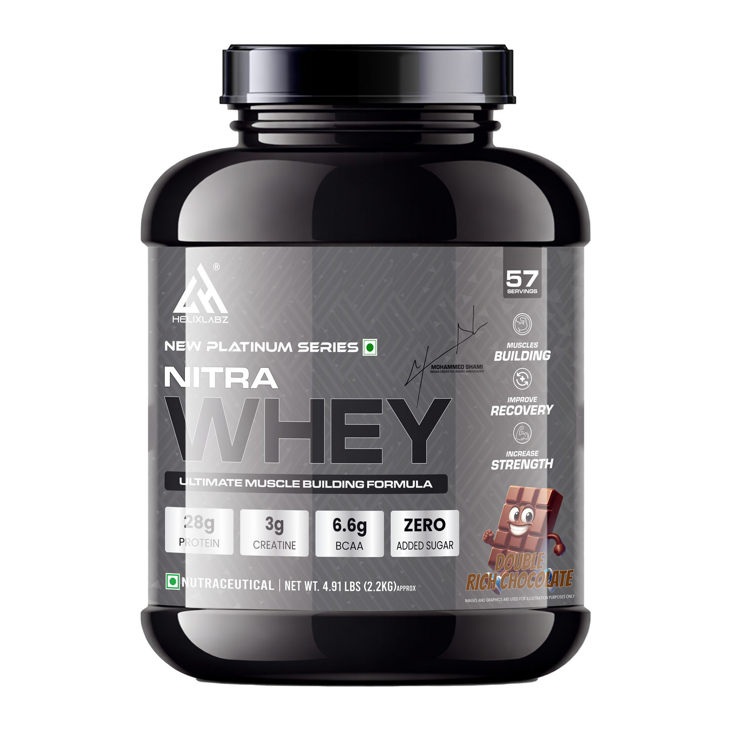 HelixLabz Nitra Whey Protein | Ultimate Muscle Building Formula - 2.2kg(4.91Lbs)