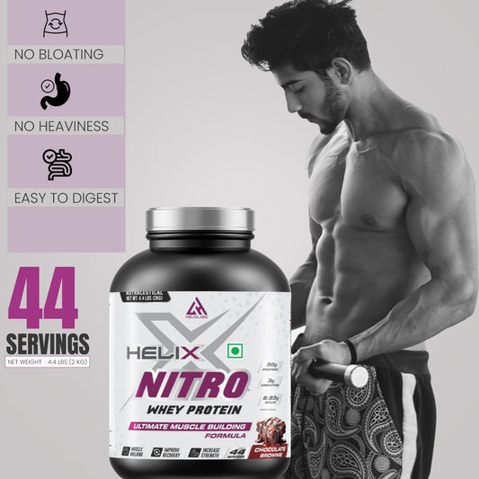 Helix NITRO Whey Protein | Ultimate Muscle Building Formula - 900gm (2Lbs)